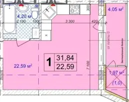 ЖК Діамант — 31.8 м²