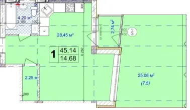 ЖК Діамант — 45.1 м²