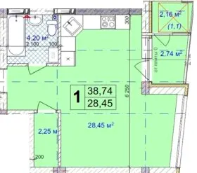 ЖК Діамант — 38.7 м²