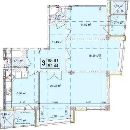 ЖК Діамант — 88.9 м²