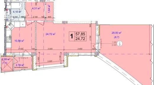 ЖК Диамант — 57.9 м²