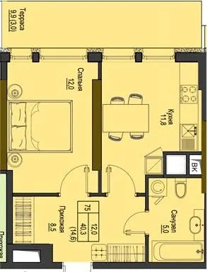 1-комнатная квартира, 40 м², Французький бульвар, 3, Одесса