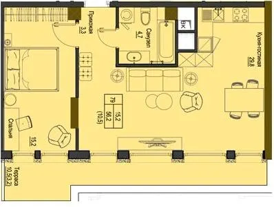 ЖК Перший Французький — 56.2 м²