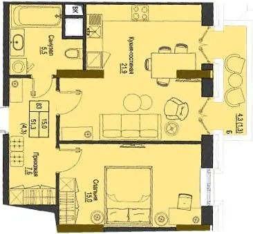 ЖК Перший Французький — 51.3 м²