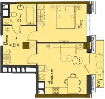 ЖК Перший Французький — 49.5 м²