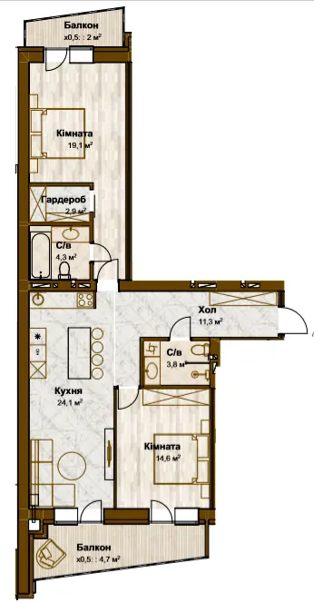 ЖК Традиція — 86.8 м²