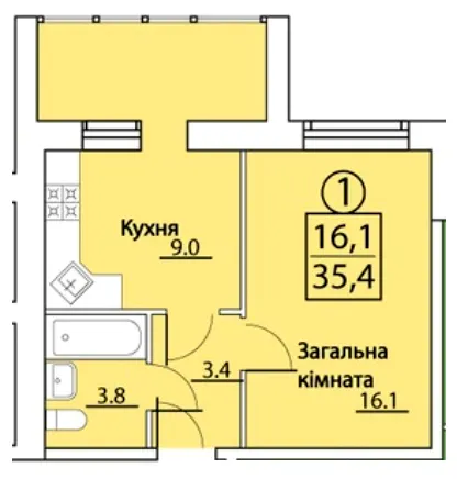 просп. Грушевського, 50 — 35.4 м²
