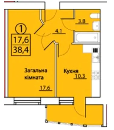 просп. Грушевського, 50 — 38.4 м²