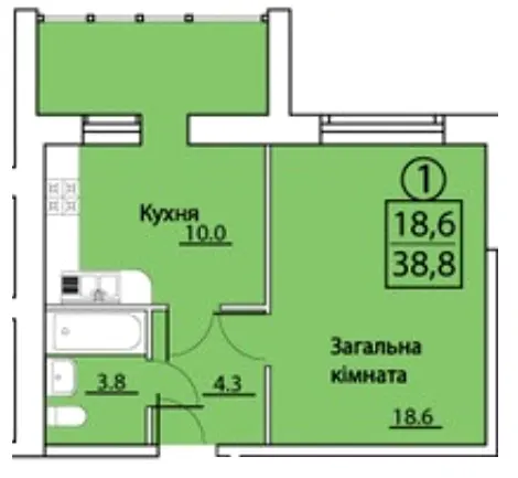 просп. Грушевського, 50 — 38.8 м²