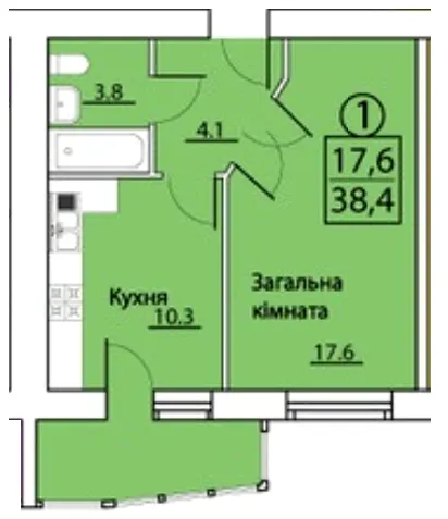 просп. Грушевського, 50 — 38.4 м²