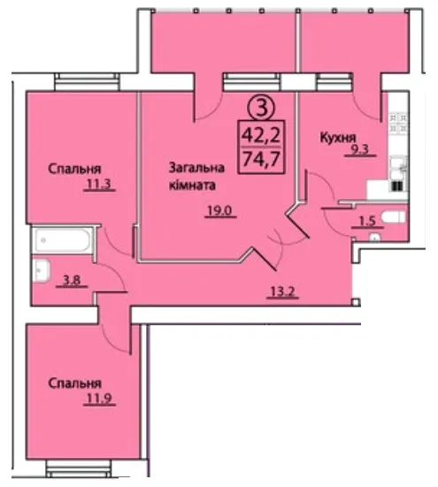 просп. Грушевського, 50 — 74.7 м²