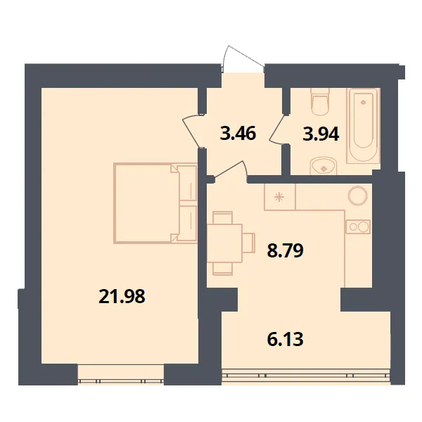 Европейка — 44.3 м²