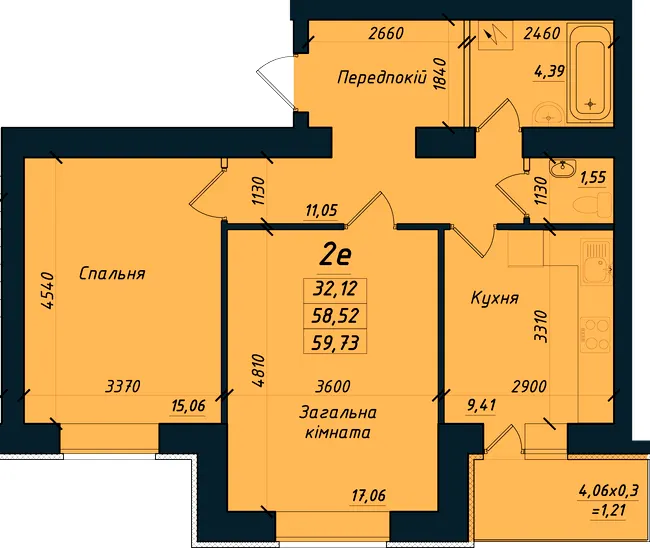вул. Джохара Дудаєва, 3 — 59.7 м²