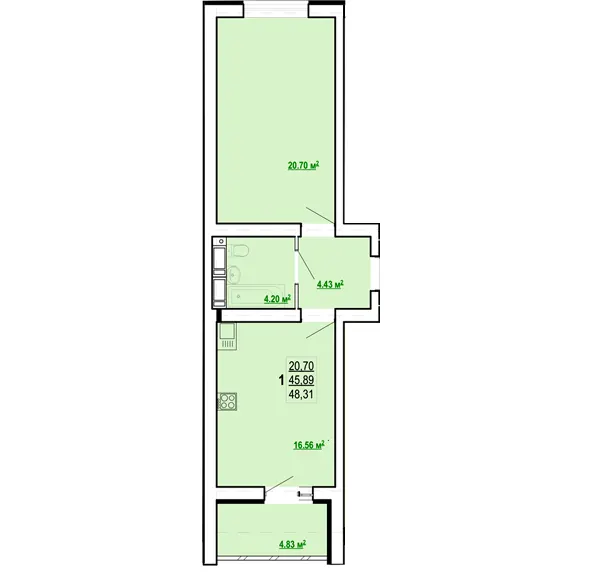 ЖК Перемоги 2 — 48.3 м²