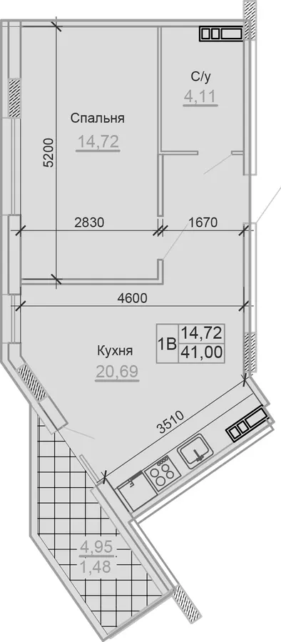 Клубний будинок Сонячний — 41 м²