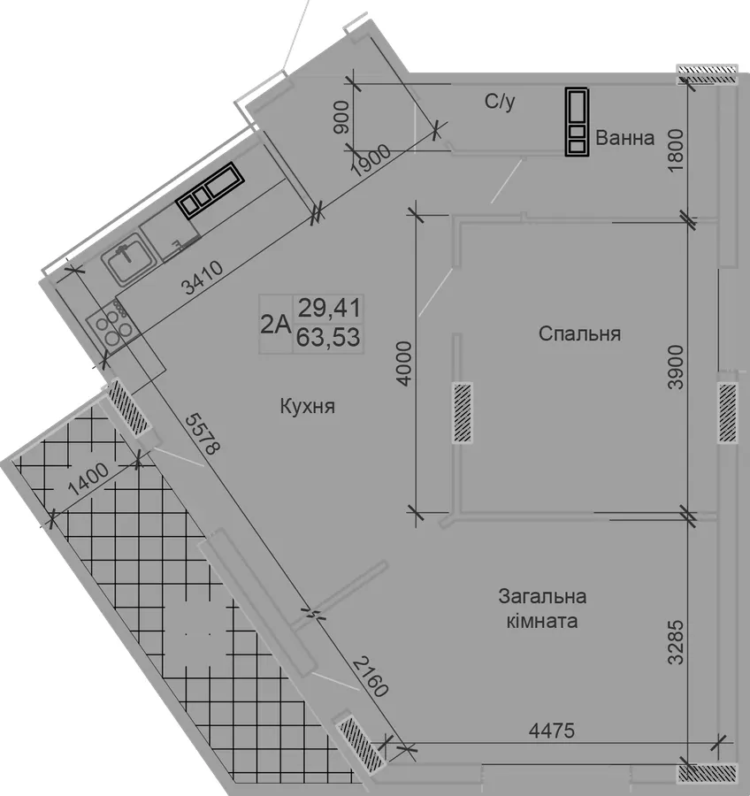 Клубний будинок Сонячний — 63.5 м²