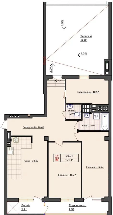 ЖК Щастя — 121.1 м²