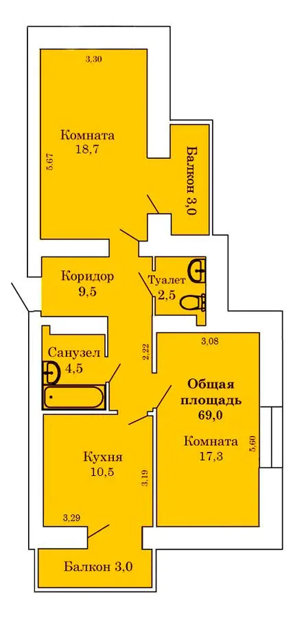 ЖК Северная звезда — 69 м²