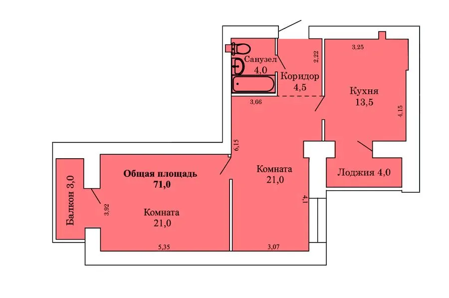 ЖК Северная звезда — 71 м²