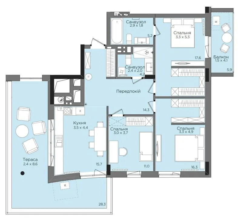ЖК Rubicon Premium — 94.6 м²