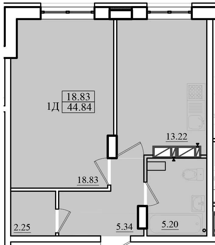 ЖК Морський — 44.8 м²