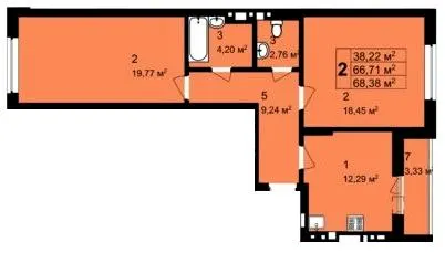 ЖК Q-4 "Quoroom Avenue" — 68.4 м²