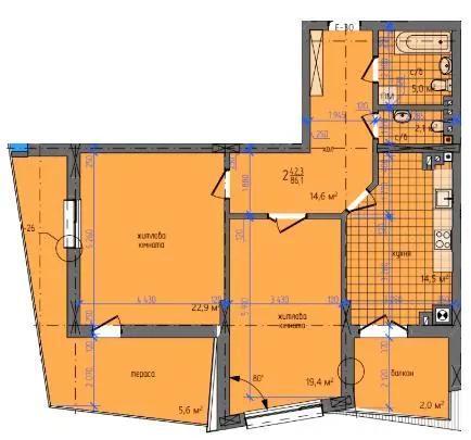 вул. Південно-Кільцева, 5л — 85.1 м²