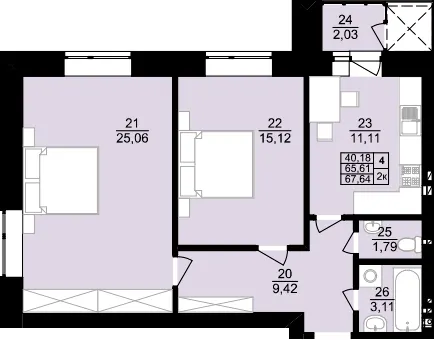 ЖК Затишний двір — 67.6 м²