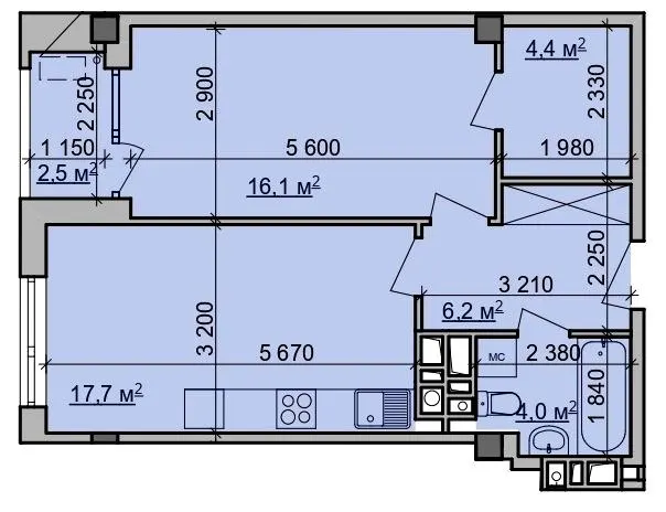ЖК Октава — 49.7 м²