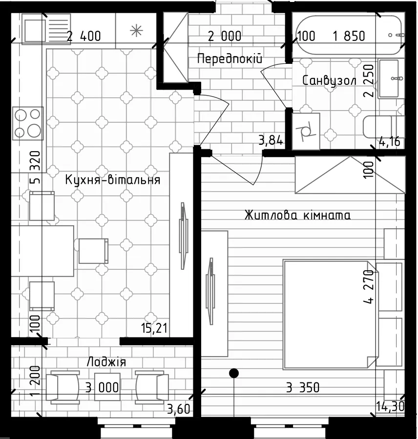 ЖК Нова Англія — 41.1 м²