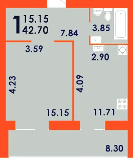 ЖК Park Residence — 42.7 м²