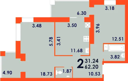 ЖК Park Residence — 62.2 м²
