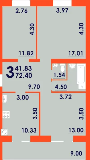 ЖК Park Residence — 72.4 м²
