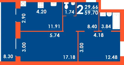 ЖК Park Residence — 59.7 м²