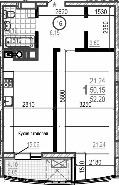 ЖК Брюссель — 52.2 м²