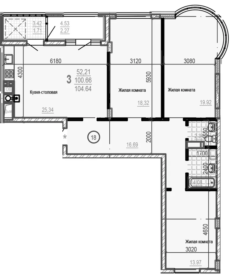 ЖК Брюссель — 104.6 м²