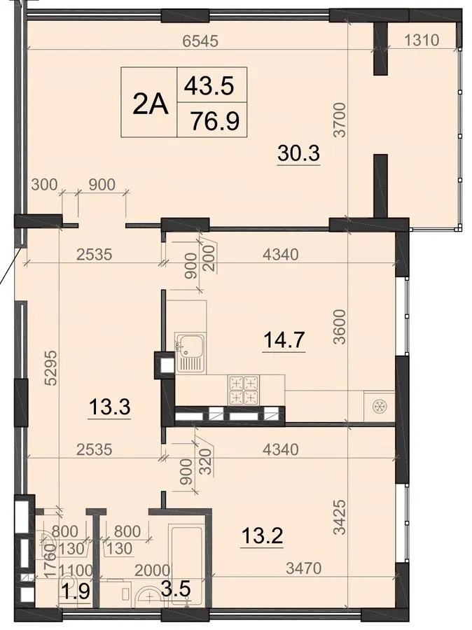 ЖК Візаві — 76.9 м²