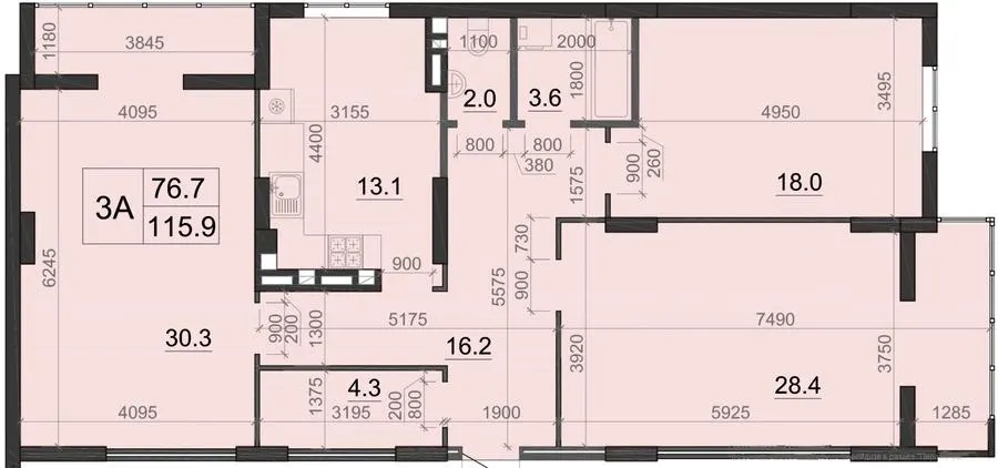 ЖК Візаві — 115.9 м²