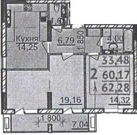 ЖК Парковий 2 — 62.3 м²