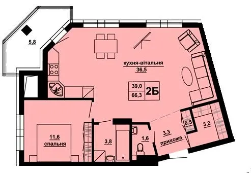 ЖК Домініканський — 66.3 м²