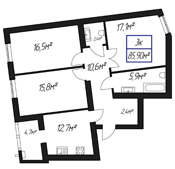 ЖК Паркове містечко — 85.9 м²