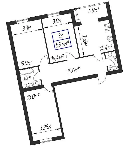 ЖК Паркове містечко — 85.4 м²