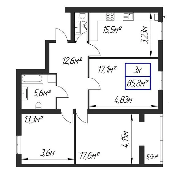 ЖК Паркове містечко — 85.8 м²