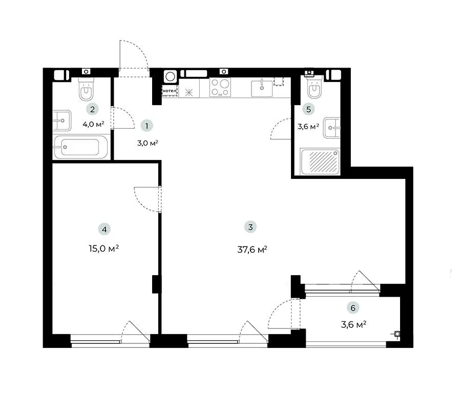 1-комнатная квартира, 65 м², вул. Охотничья, 5-17, Гостомель — фото 1