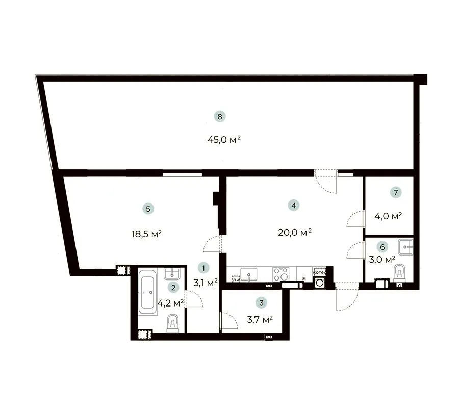 1-кімнатна квартира, 70 м², вул. Охотничья, 5-17, Гостомель — фото 1