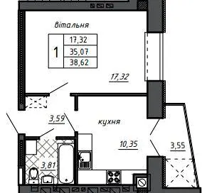 ЖК Оград — 38.6 м²