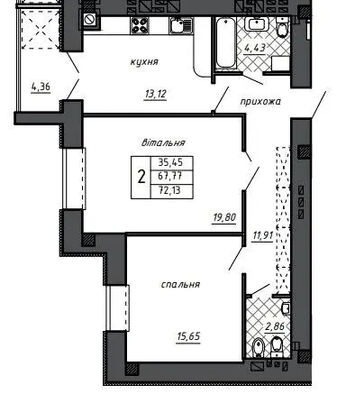 ЖК Оград — 72.1 м²