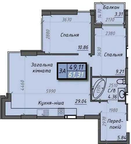 ЖК Iceberg — 61.3 м²