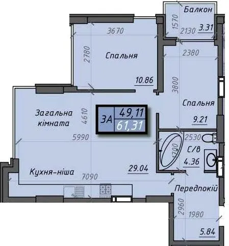 ЖК Iceberg — 61.3 м²