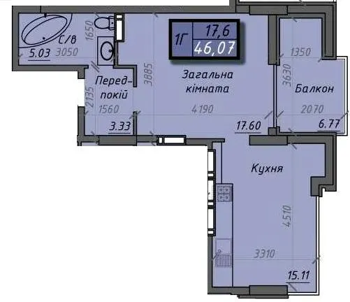 ЖК Iceberg — 46.1 м²